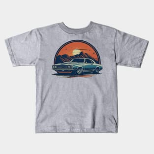 Old School Car Scenic Mountain Dusk Kids T-Shirt